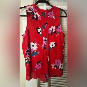 Floral Sleeveless Top - Red size medium